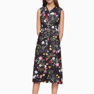 Calvin Klein Floral Pleated Sleeveless Midi Dress‎ l Size 12